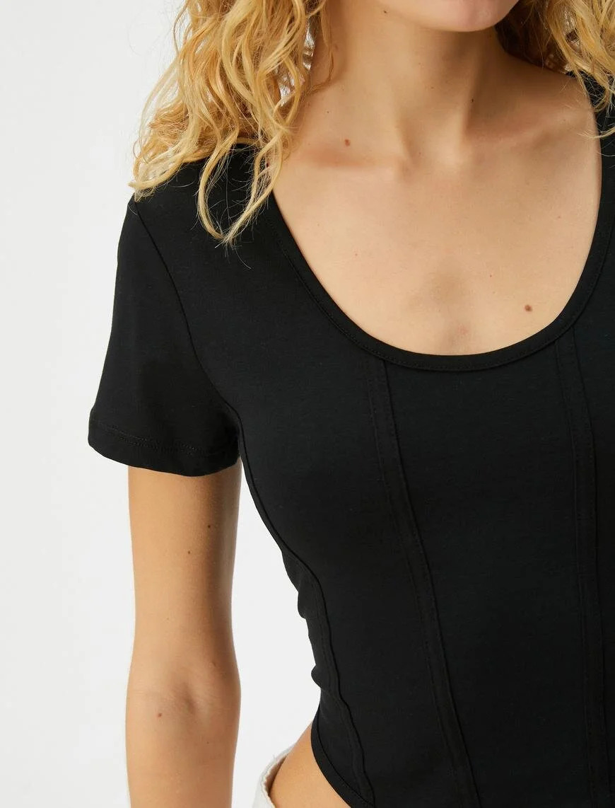 کراپ تیشرت آستین کوتاه زنانه کوتون Koton کد 4SAL10048IK