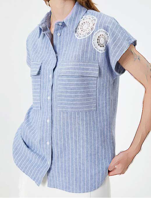 شومیزآستین کوتاه زنانه کوتون Koton کد 4SAK60001EW