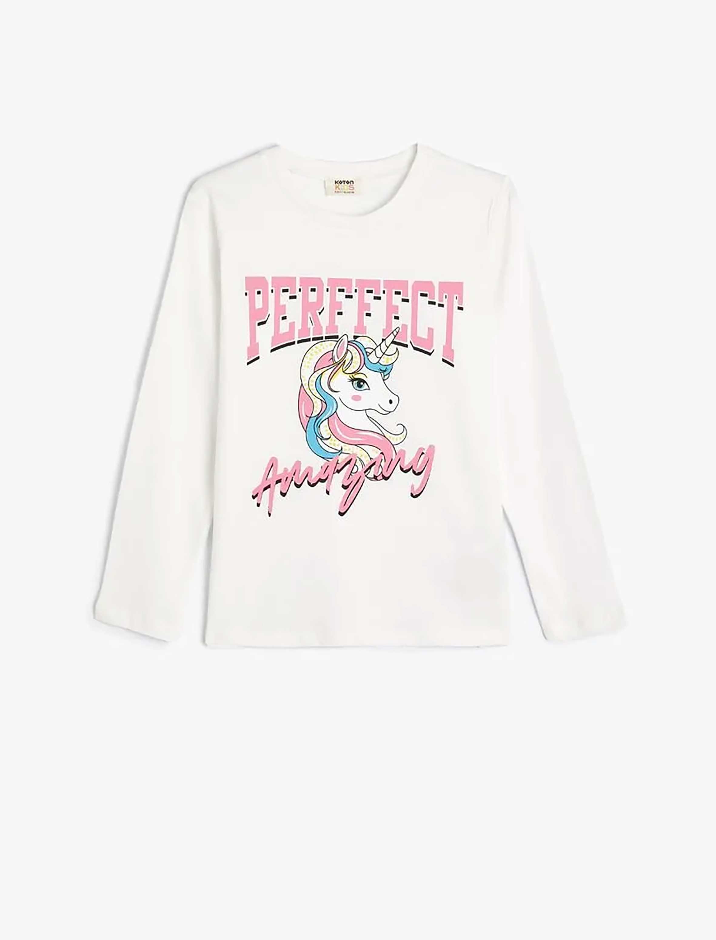 تیشرت آستین بلند طرح دار دخترانه کوتون Koton کد 5WKG10249AK