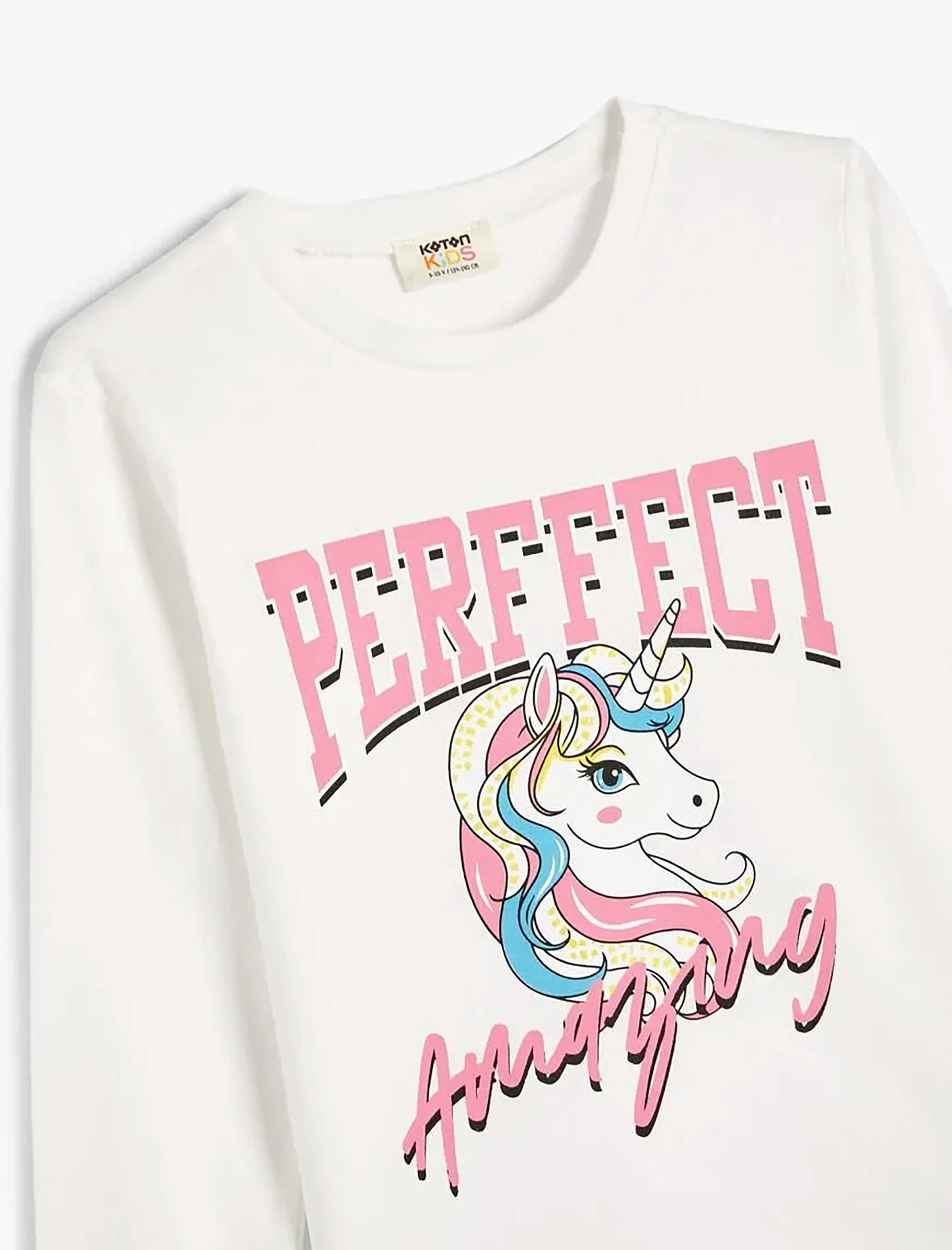 تیشرت آستین بلند طرح دار دخترانه کوتون Koton کد 5WKG10249AK