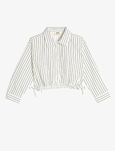 شومیز راه راه سفید مشکی دخترانه کوتون Koton کد 5WKG60023AW