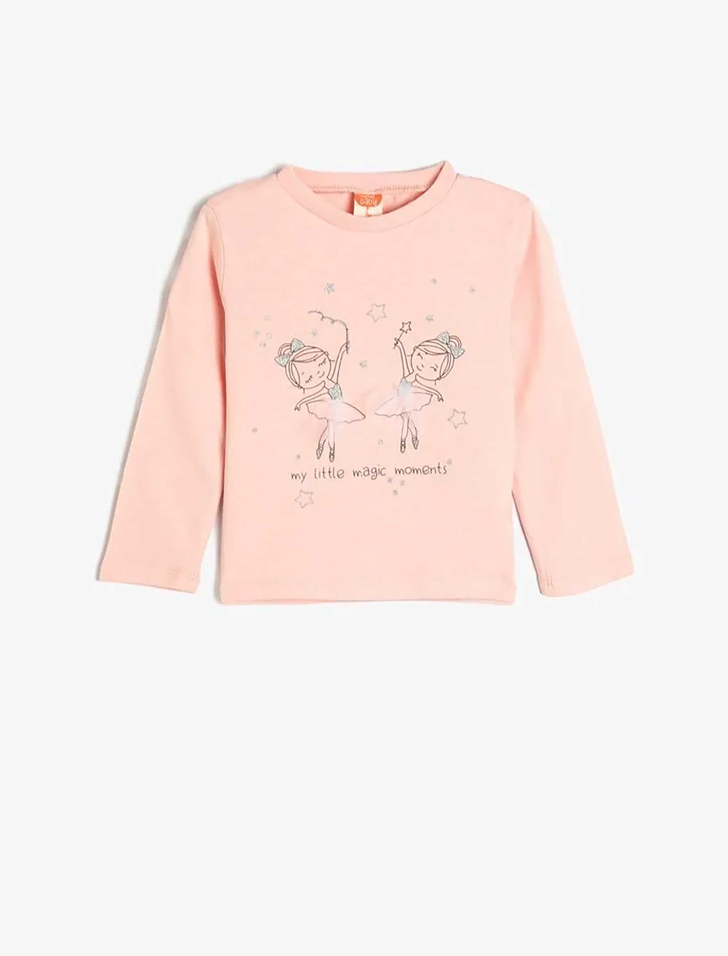 تیشرت آستین بلند طرح دار نوزاد دختر کوتون Koton کد 5WMG10020AK