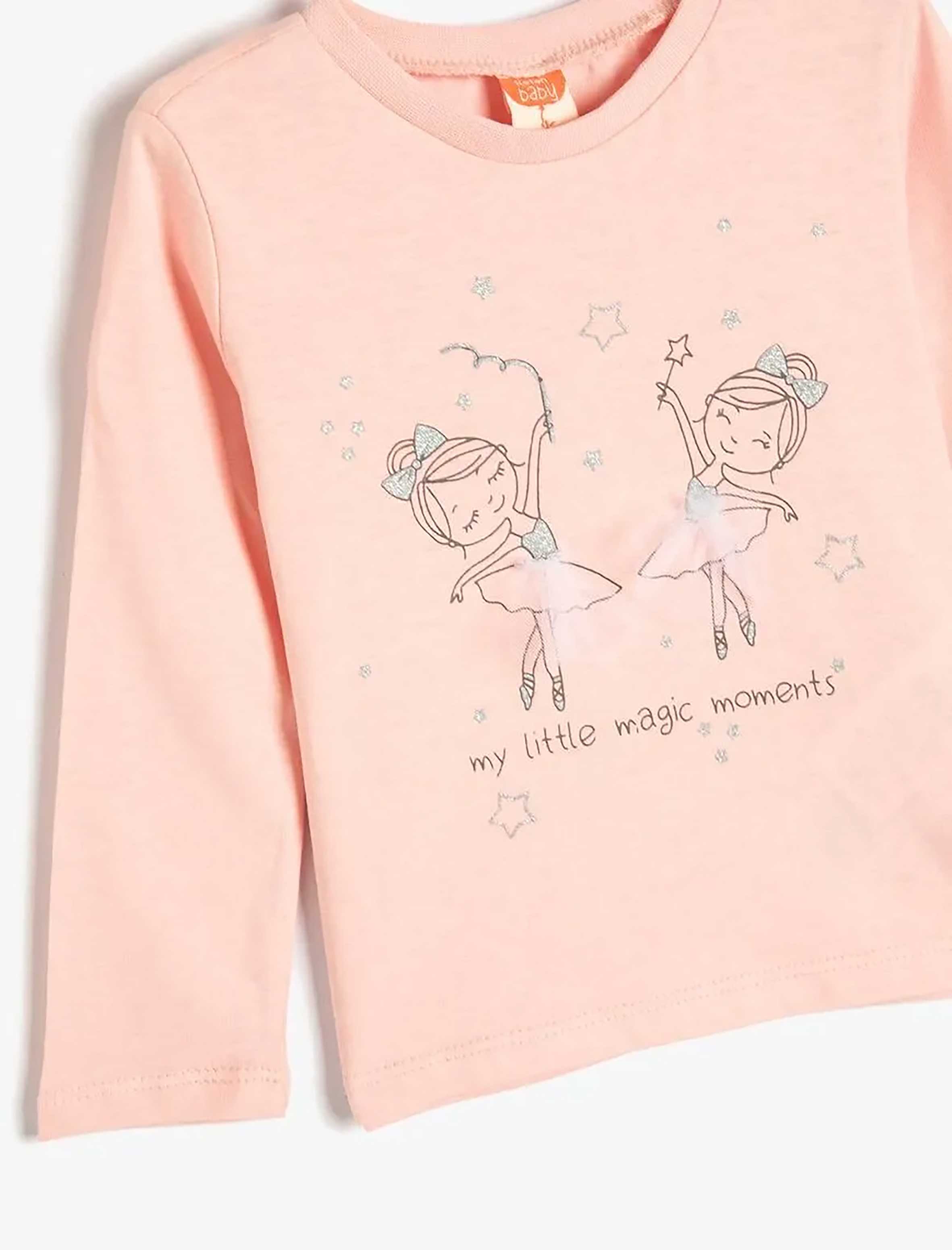 تیشرت آستین بلند طرح دار نوزاد دختر کوتون Koton کد 5WMG10020AK