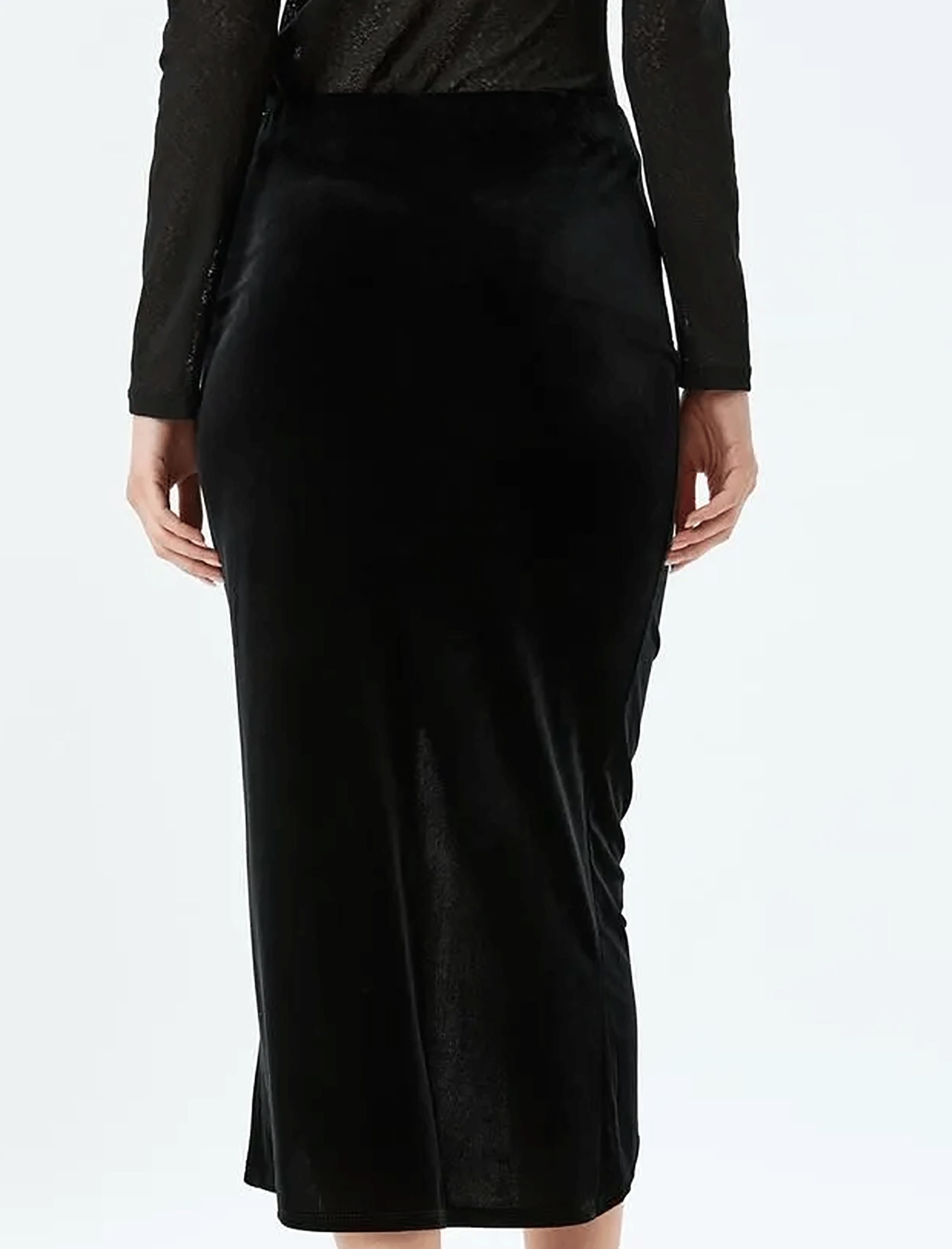 دامن میدی مخمل زنانه کوتون Koton کد 5WAK10004EK