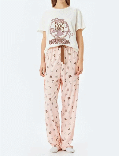 ست راحتی طرحدار زنانه کوتون Koton کد 5WLK40243MK