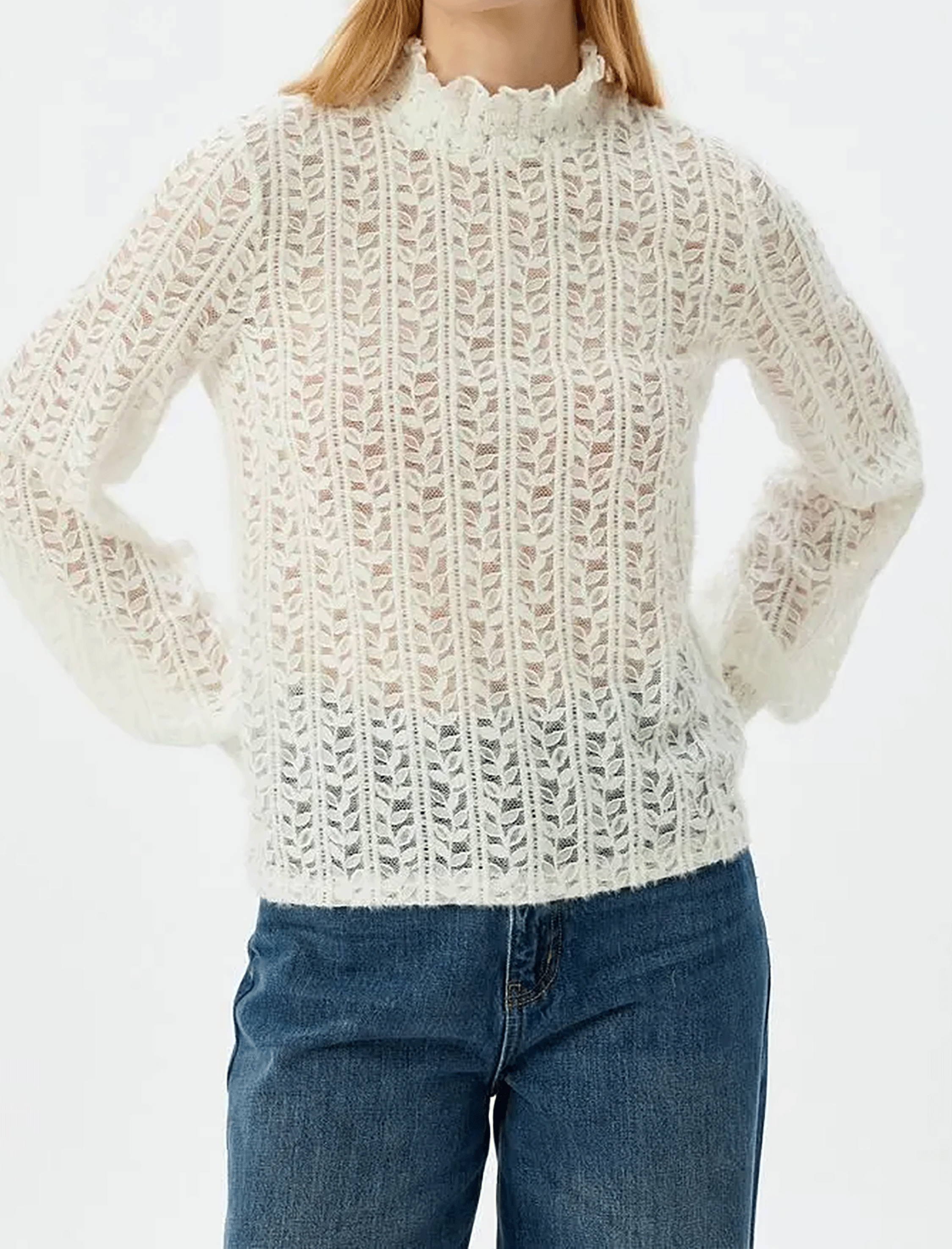 بلوز آستین بلند طرح دار زنانه کوتون Koton کد 5WAK80009EK