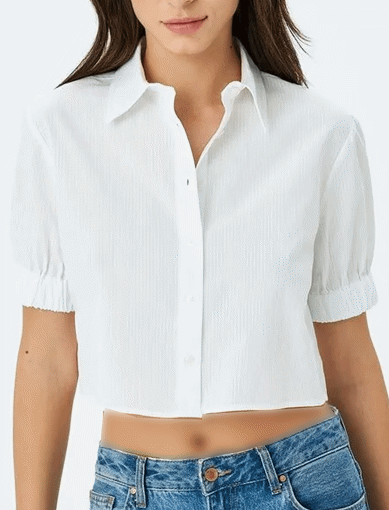 کراپ شومیز آستین کوتاه زنانه کوتون Koton کد 5SAK60089UW