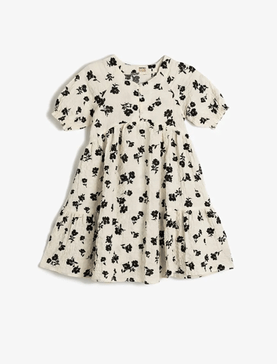 پیراهن طرح دار دخترانه کوتون Koton کد 5SKG80014AW