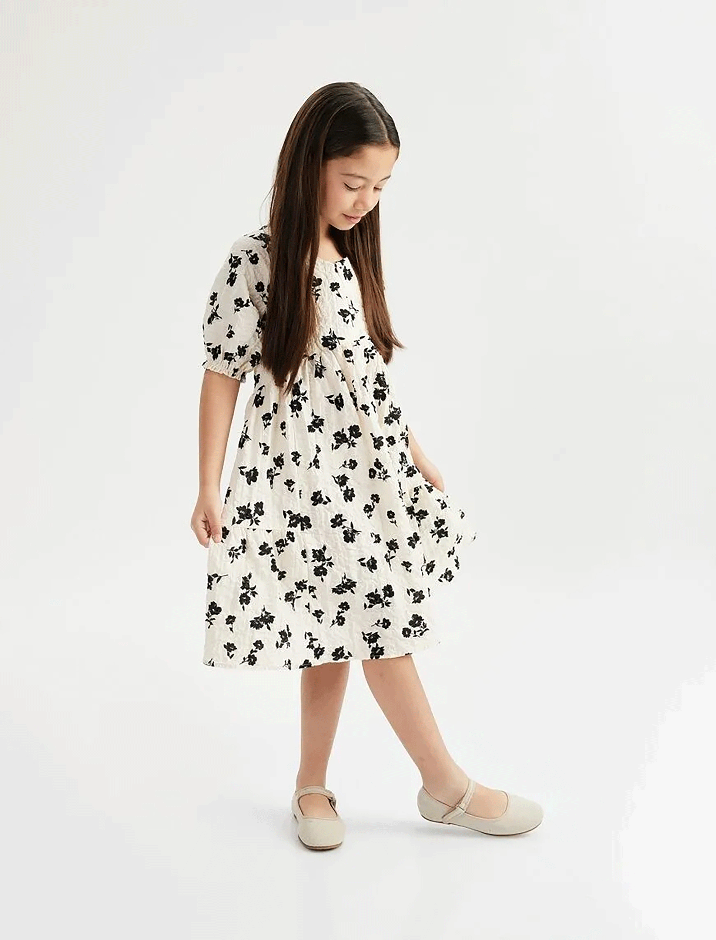 پیراهن طرح دار دخترانه کوتون Koton کد 5SKG80014AW