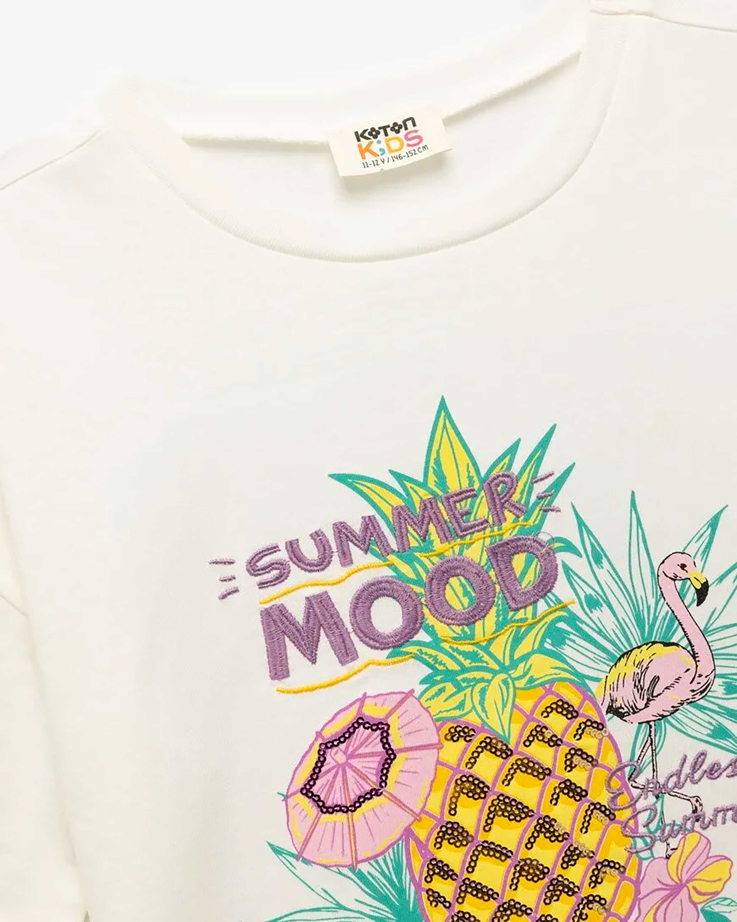 تی شرت طرح دار دخترانه کوتون Koton کد 5SKG10143AK